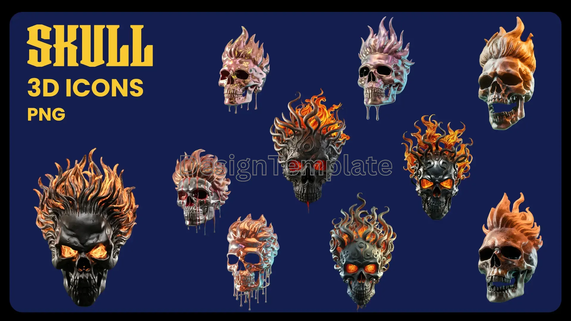 High-Quality Spooky 3D Skull Elements Pack